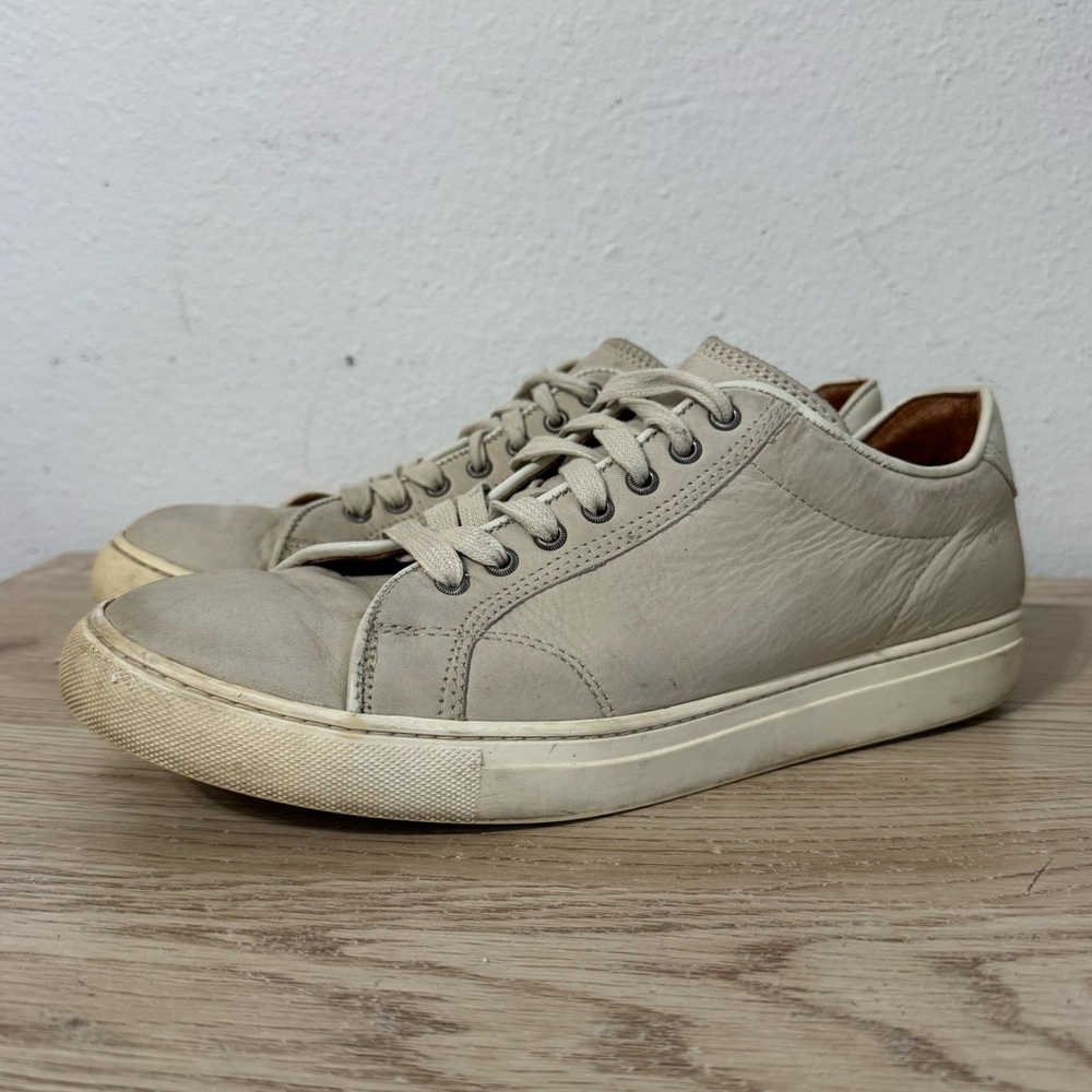 Frye Griege‎ Beige Leather Lace Up Sneakers Mens Size 11.5 Style 07004